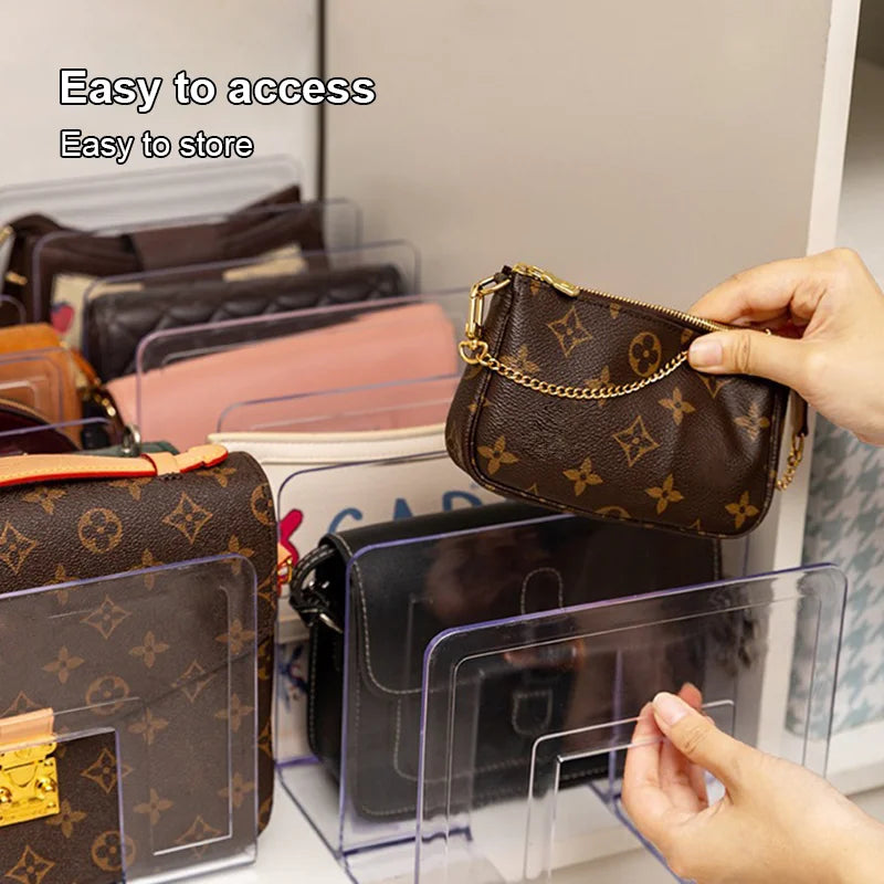 Thickened Acrylic Handbag Storage Divider Rack with Four Tiers for Wardrobe Organization