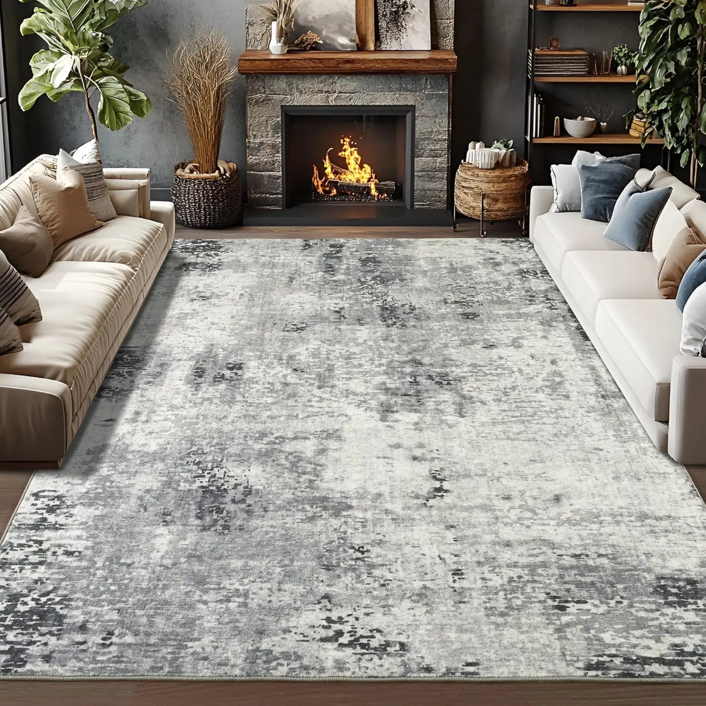 Living Room Area Rug Modern Abstract Boho Vintage Non Slip