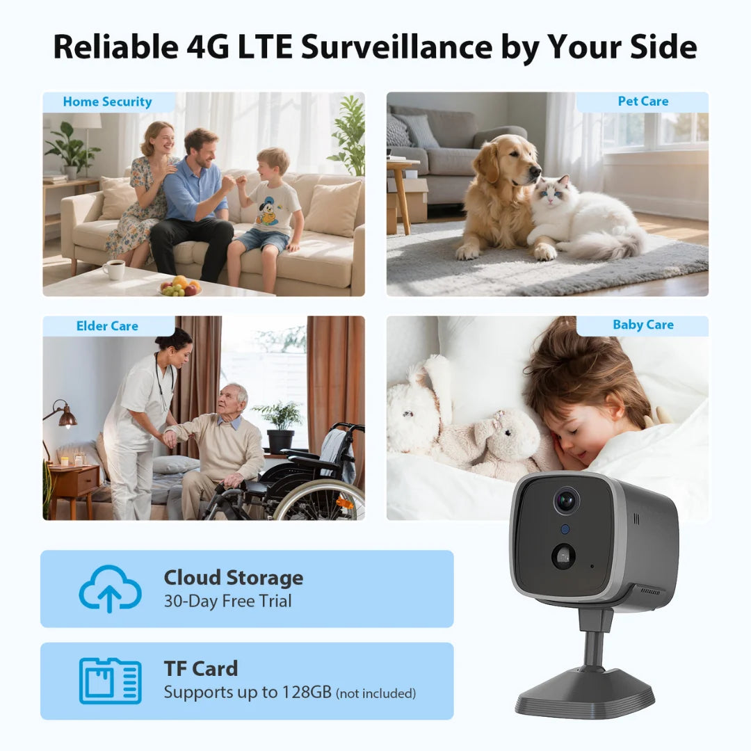 4G Wireless Security Camera Battery Powered Night Vision
