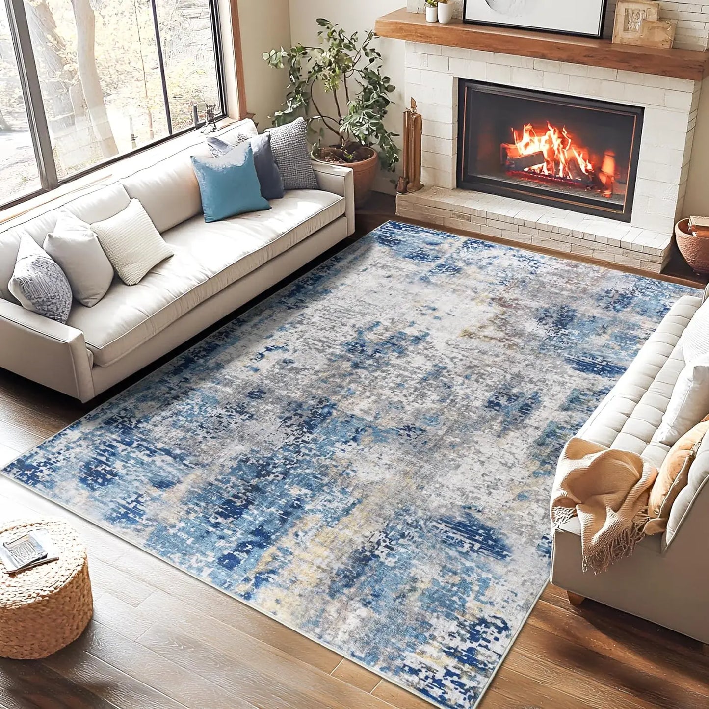 Living Room Area Rug Modern Abstract Boho Vintage Non Slip