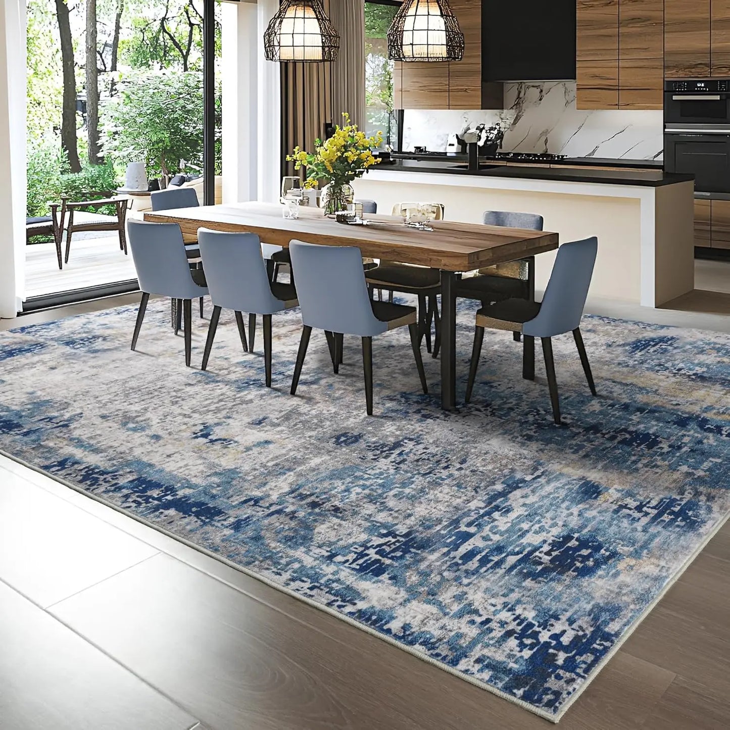 Living Room Area Rug Modern Abstract Boho Vintage Non Slip