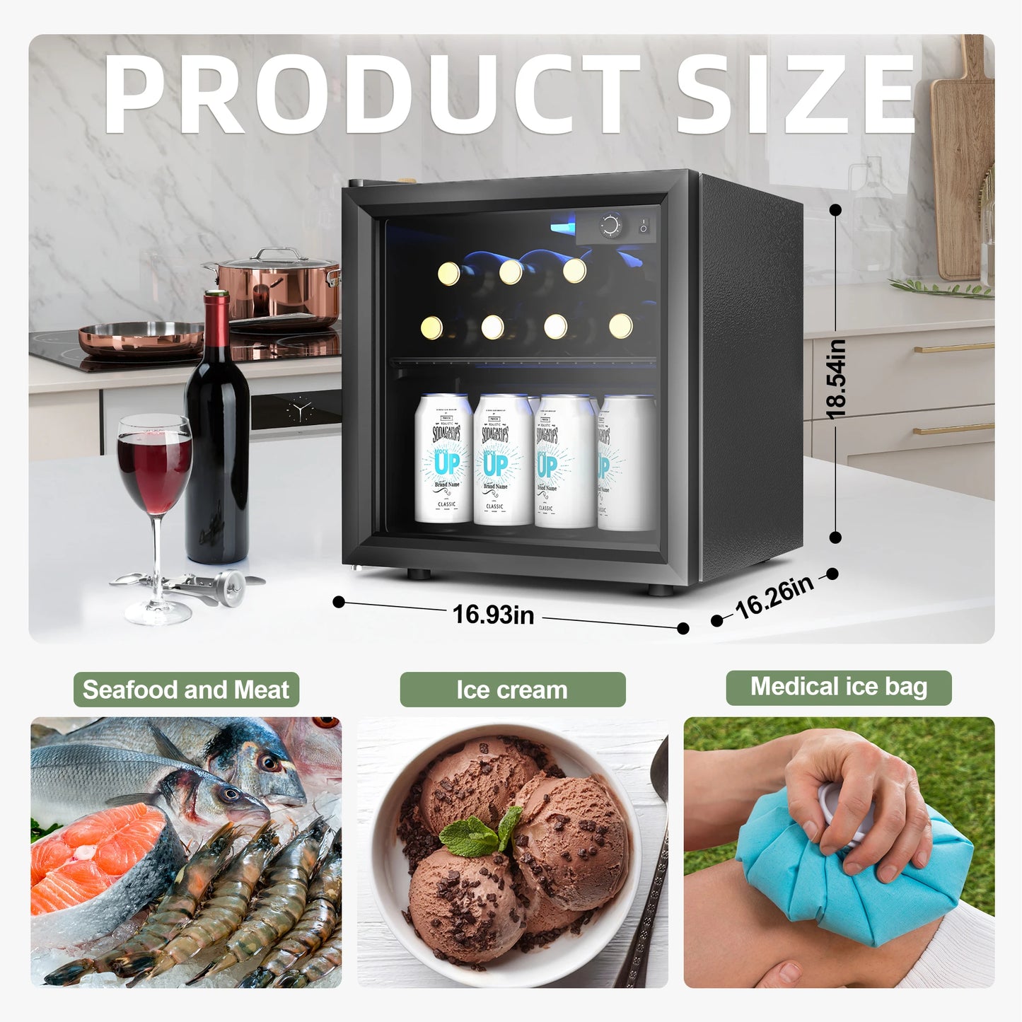 Vibekio Mini Fridge 1.3 Cu Ft Beverage Cooler With Shelves