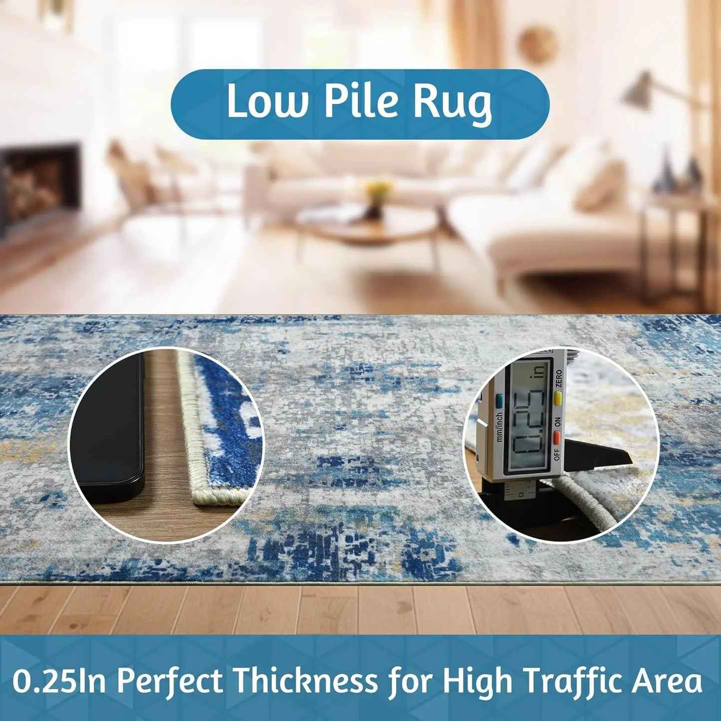 Living Room Area Rug Modern Abstract Boho Vintage Non Slip