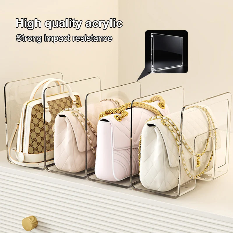Thickened Acrylic Handbag Storage Divider Rack with Four Tiers for Wardrobe Organization