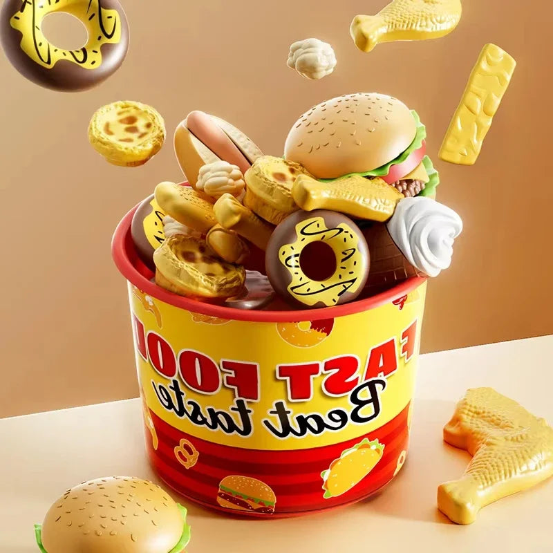 Kid Kitchen Toy Set Hamburger Pizza Fries Pretend Play