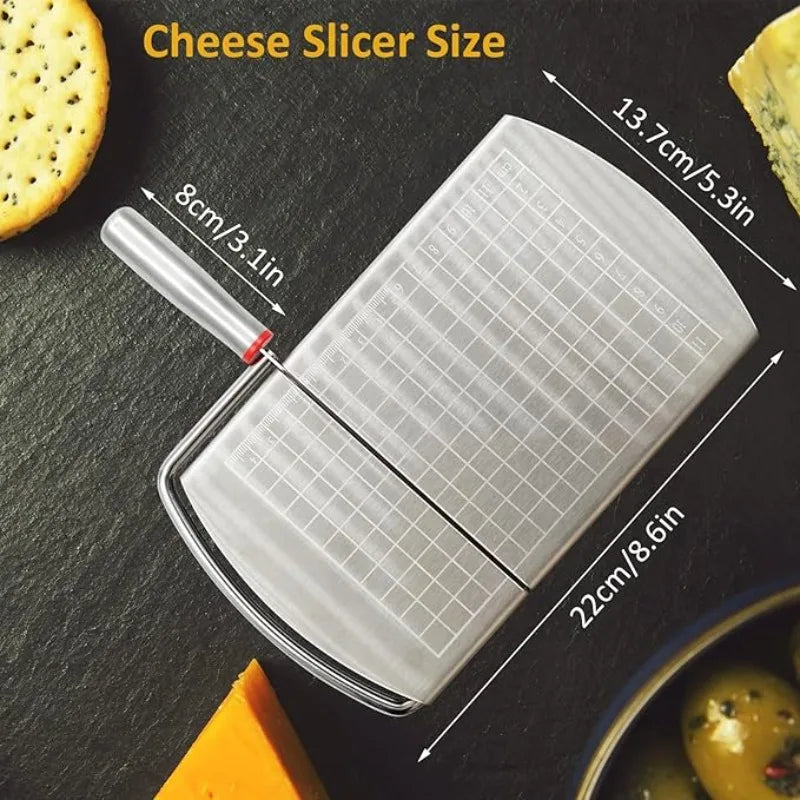 Multipurpose Cheese Slicer Stainless Steel Cutter Board with Blade Accurate Size Scale