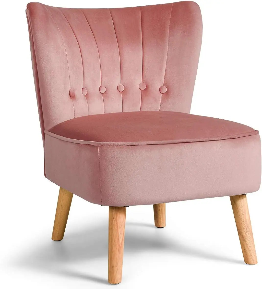 Set Of 2 Modern Velvet Accent Chairs Armless With Wood Legs