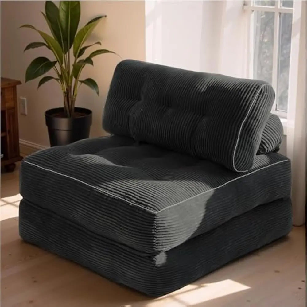 Sofa Bed with Pillow Convertible Sleeper Chair Folding Foam Couch Single Size Floor Mattress
