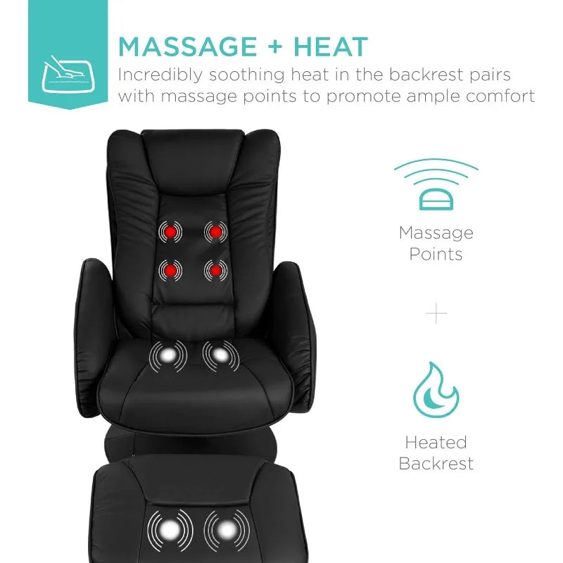 Best Choice Faux Leather Massage Recliner With Ottoman