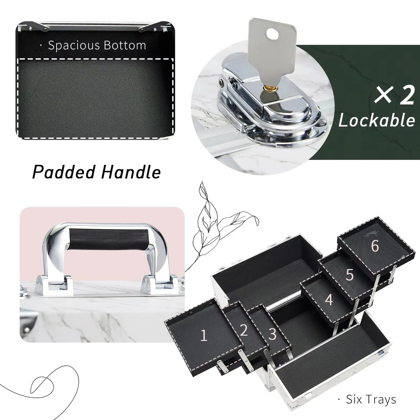 Nail Suitcase Travel Large Capacity Makeup Case 6 Trays