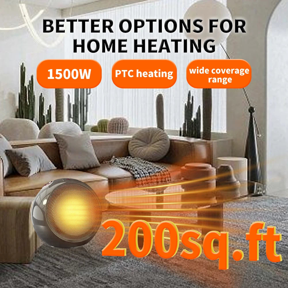 1500W Portable Electric Space Heater with Thermostat Fast Heating Overheating and Tip Over Protection Safe for Office Home