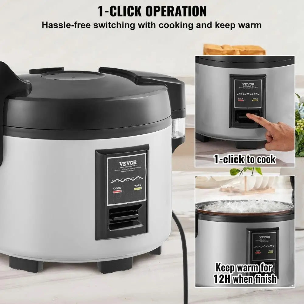 70 Cup Commercial Rice Cooker 15L Non Stick Pot 12 Hour Keep Warm Function For Restaurant Use