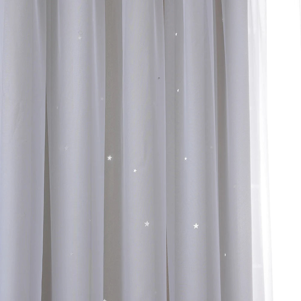 Hollow Star Curtain With Cutout Drape Room Darkening 40x84