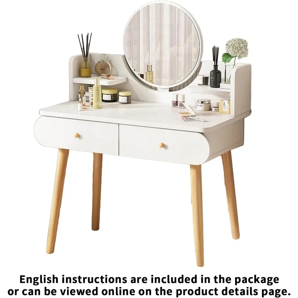 Luxury Vanity Dressing Table with Mirror White Storage
