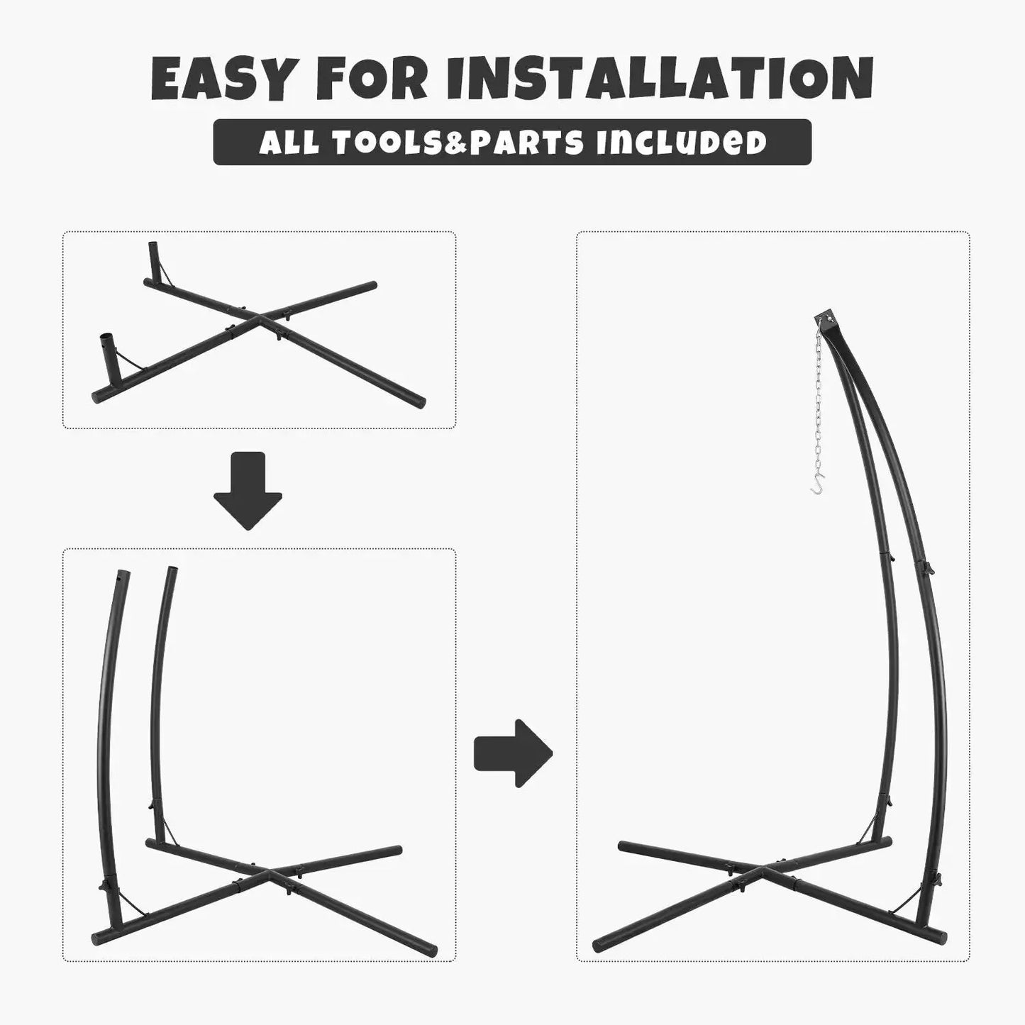 Homfa Hammock Chair Stand C Type Adjustable Frame 210cm