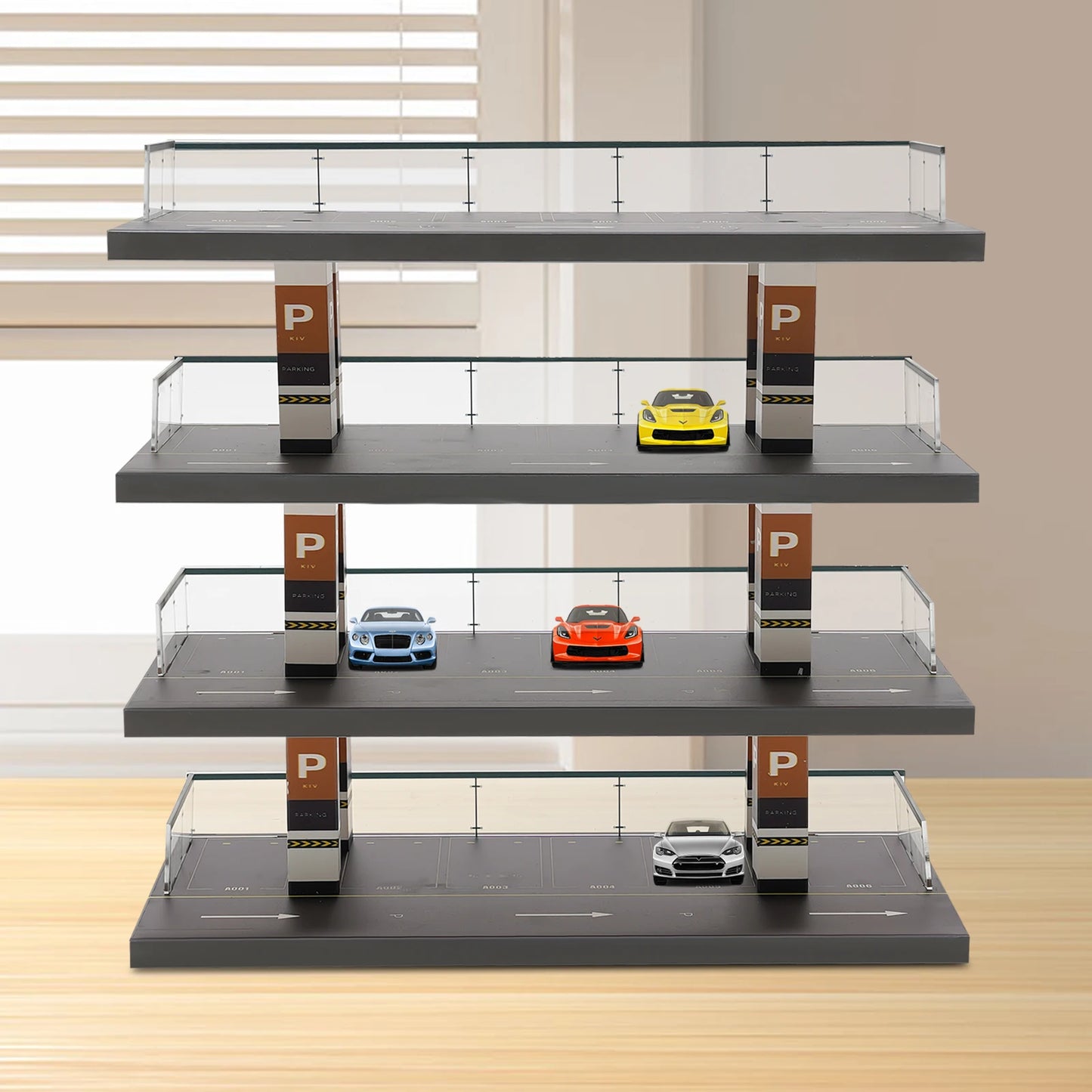 1/64 Parking Lot Toy Car Display Rack and Storage Cabinet