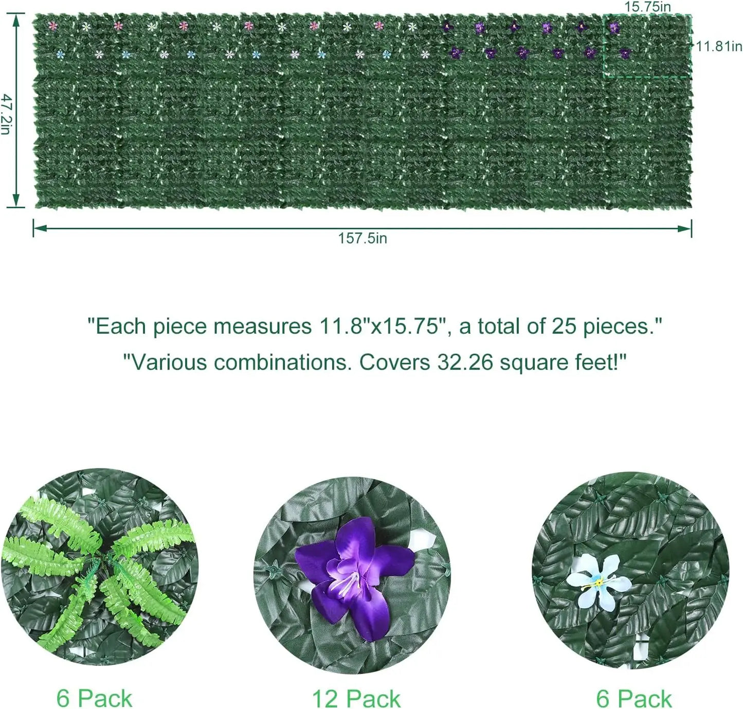 Artificial Ivy Flower Privacy Fence Screen Green Background Wall Indoor Outdoor Garden Decoration