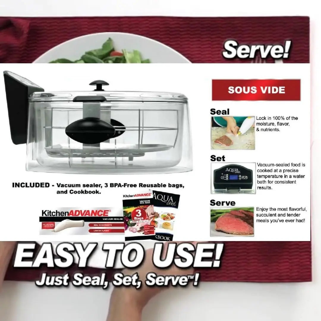 Sous Vide Cooker Machine Water Oven Slow Cooker 8 Liter Capacity 120V 60Hz 1200W Digital LED Fresh Vacuum Sealer