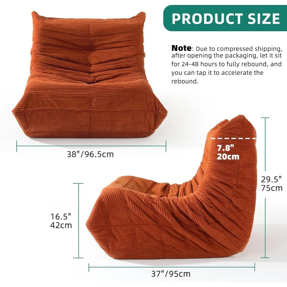 Cordury Bean Bag Chairs For Adults Memory Foam Lounger