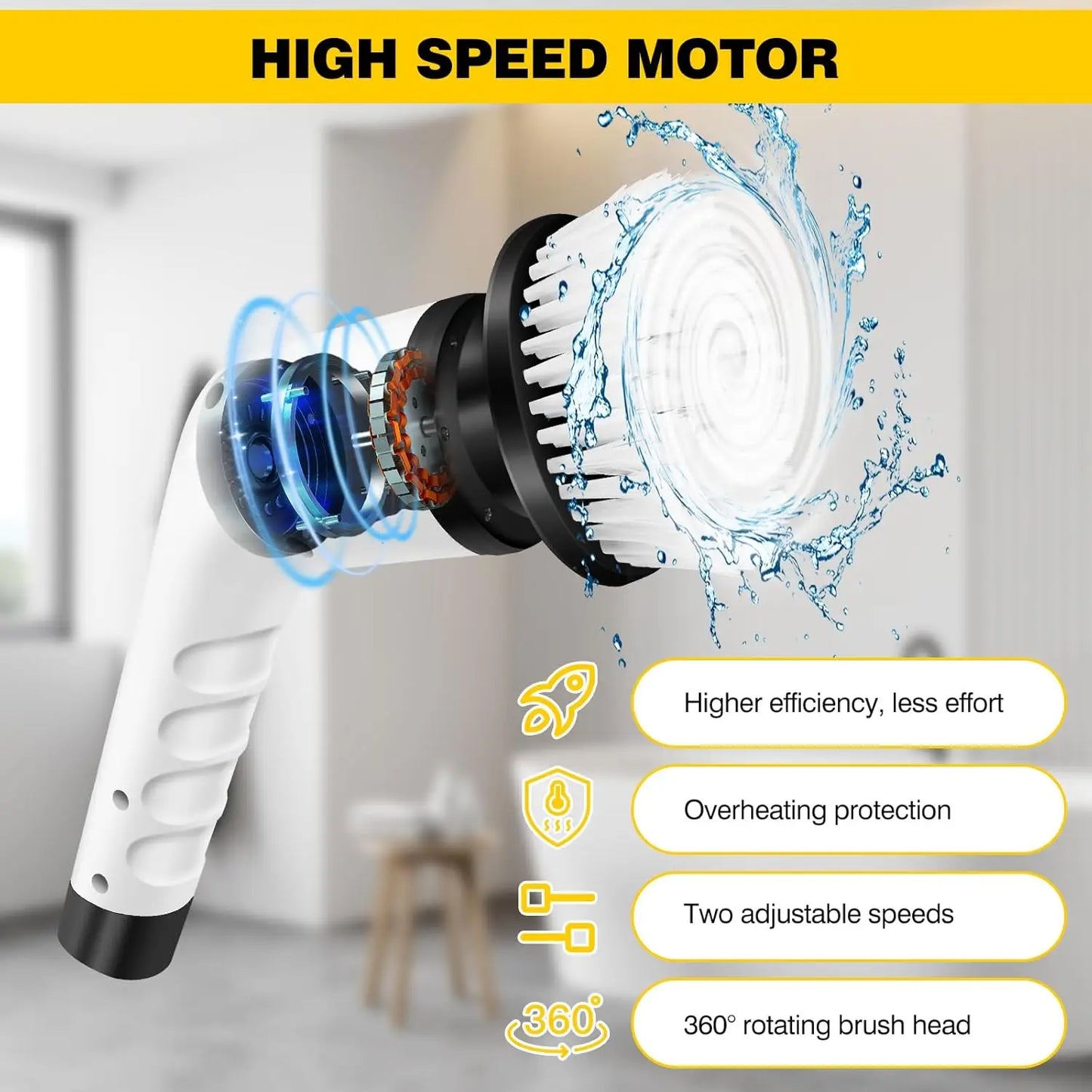 Briefness Electric Cleaning Brush Spin Scrubber 3 In 1 Tool