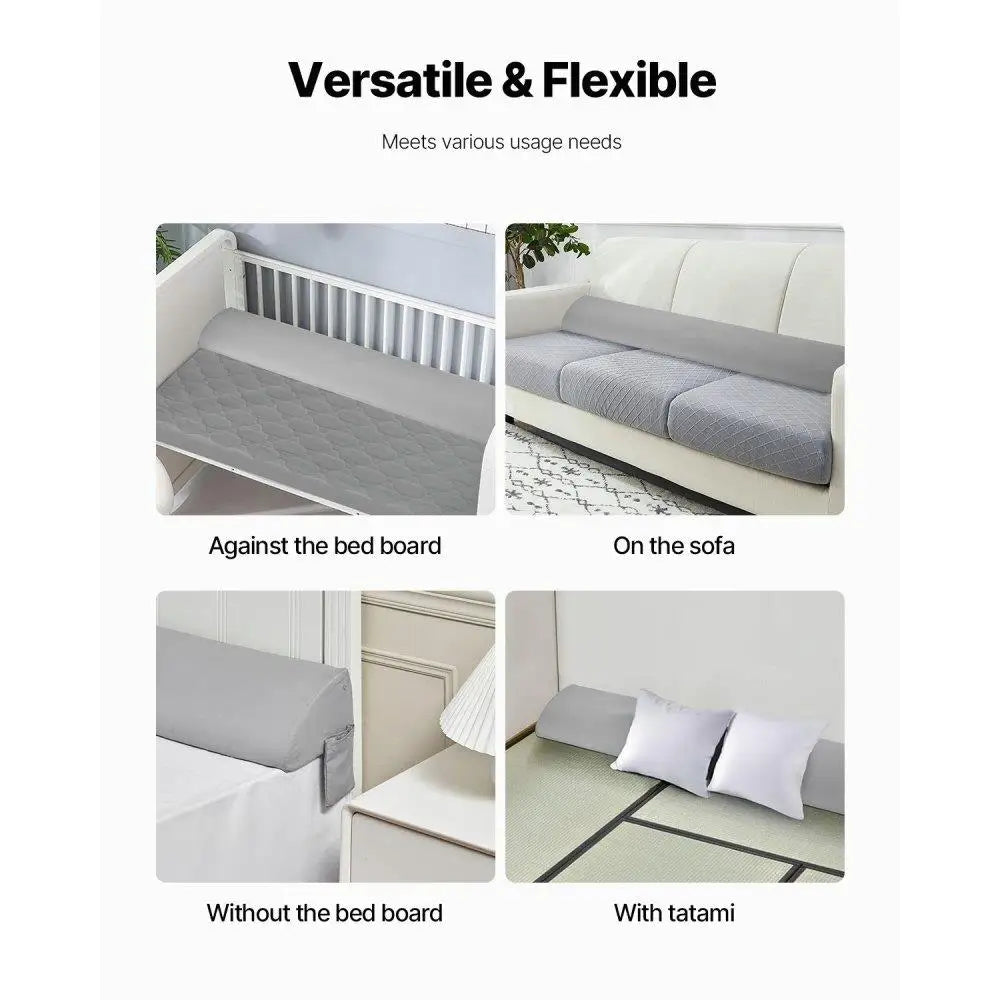 Bed Wedge Pillow for Headboard 72x10x6 Inch Soft Support for 0 to 7 Inch Mattress Space