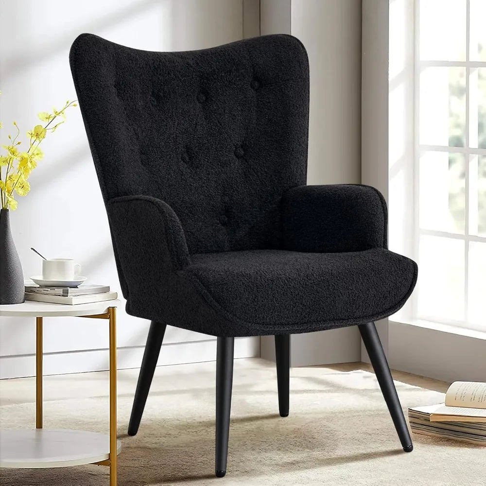 Boucle Upholstered Wingback Accent Chair for Living Room