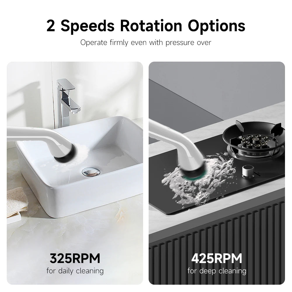 Electric Spin Scrubber With 8 Replaceable Brush Heads