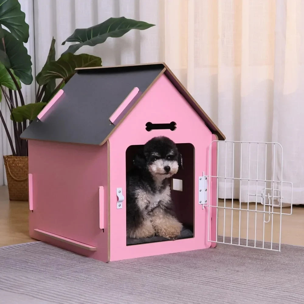 Cozy Wooden Indoor Dog House for Small Dogs and Cats Detachable Roof Design