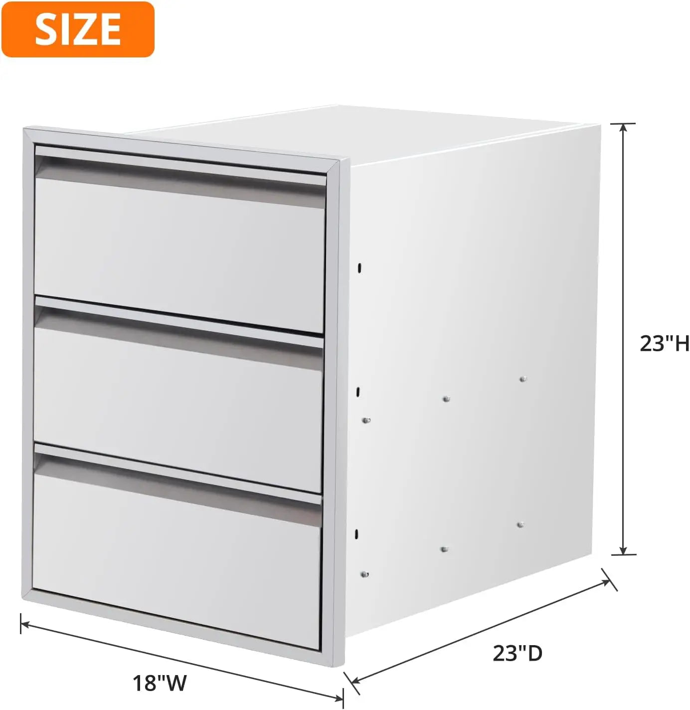 Outdoor Kitchen Drawers with Paper Towel Holder Stainless Steel BBQ Drawers 3-Layer Flush Mount Design