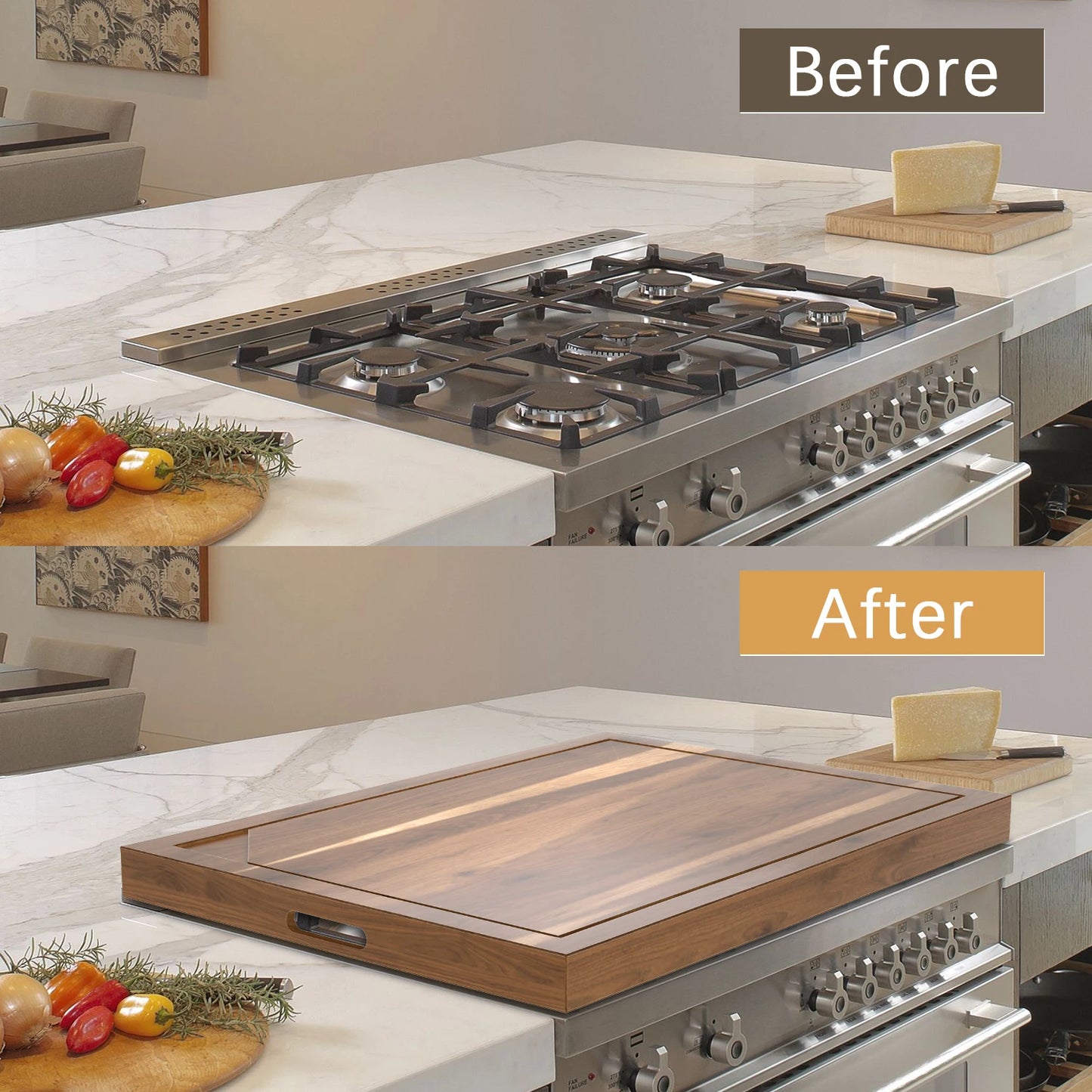 Wooden Stove Cover Board for Gas Stovetop 30 x 22 Noodle Board Electric Stove Cover for RV Stove Top Eco Friendly