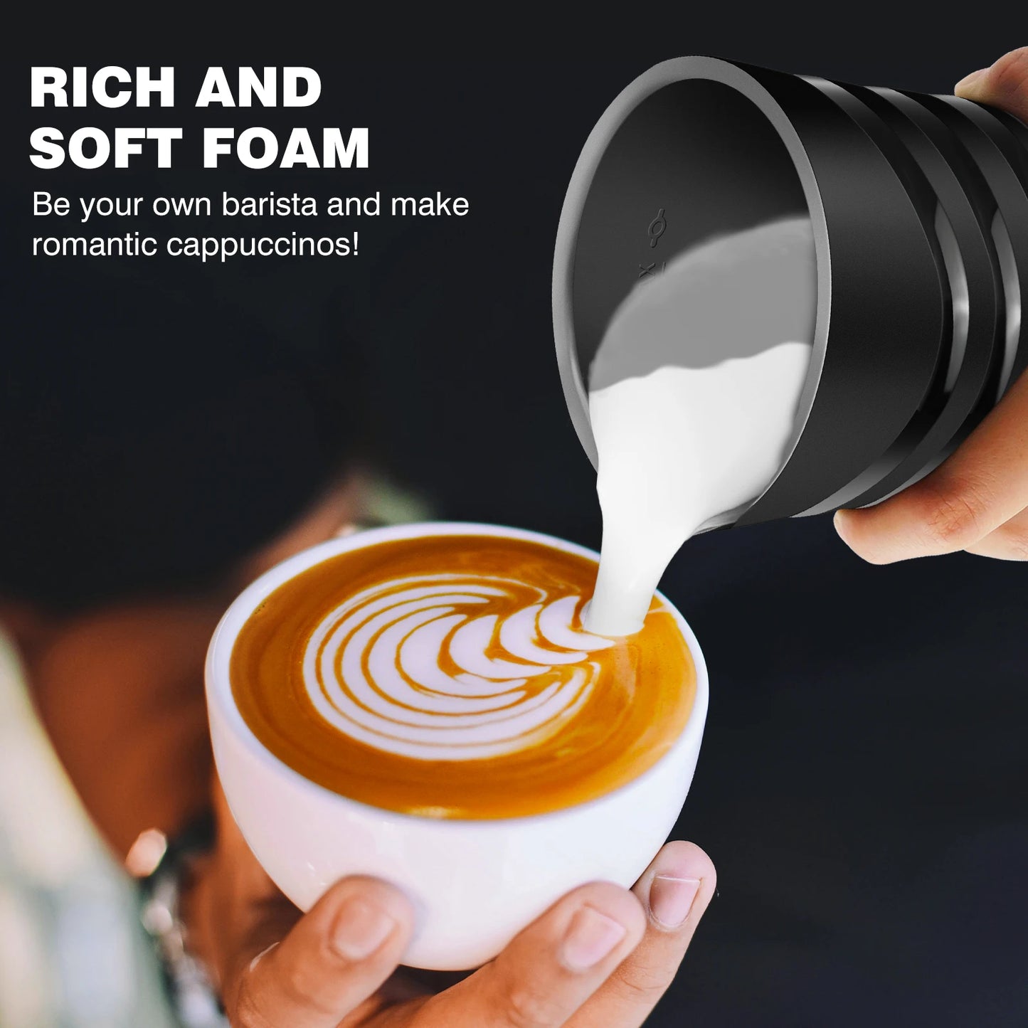 4 in 1 Electric Milk Frother and Steamer Hot Cold Foam Maker