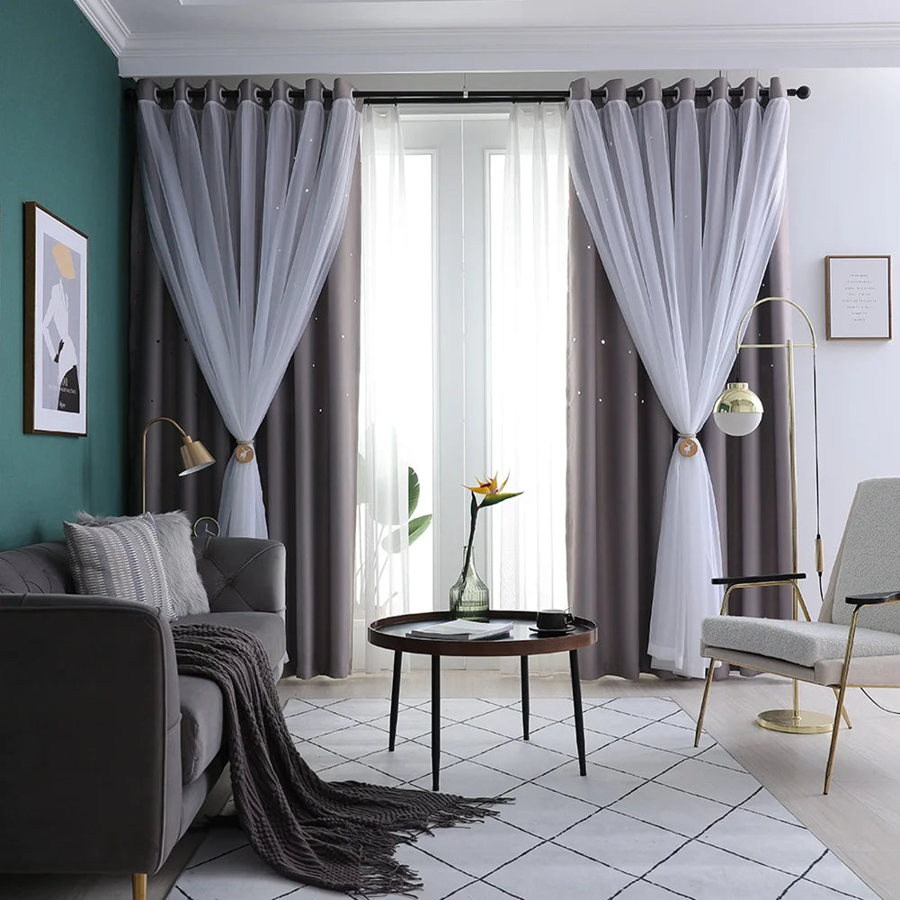 Hollow Star Curtain With Cutout Drape Room Darkening 40x84