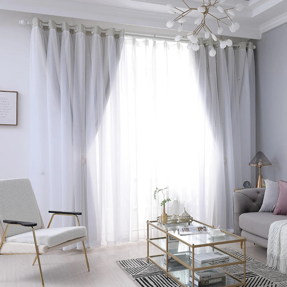Hollow Star Curtain With Cutout Drape Room Darkening 40x84