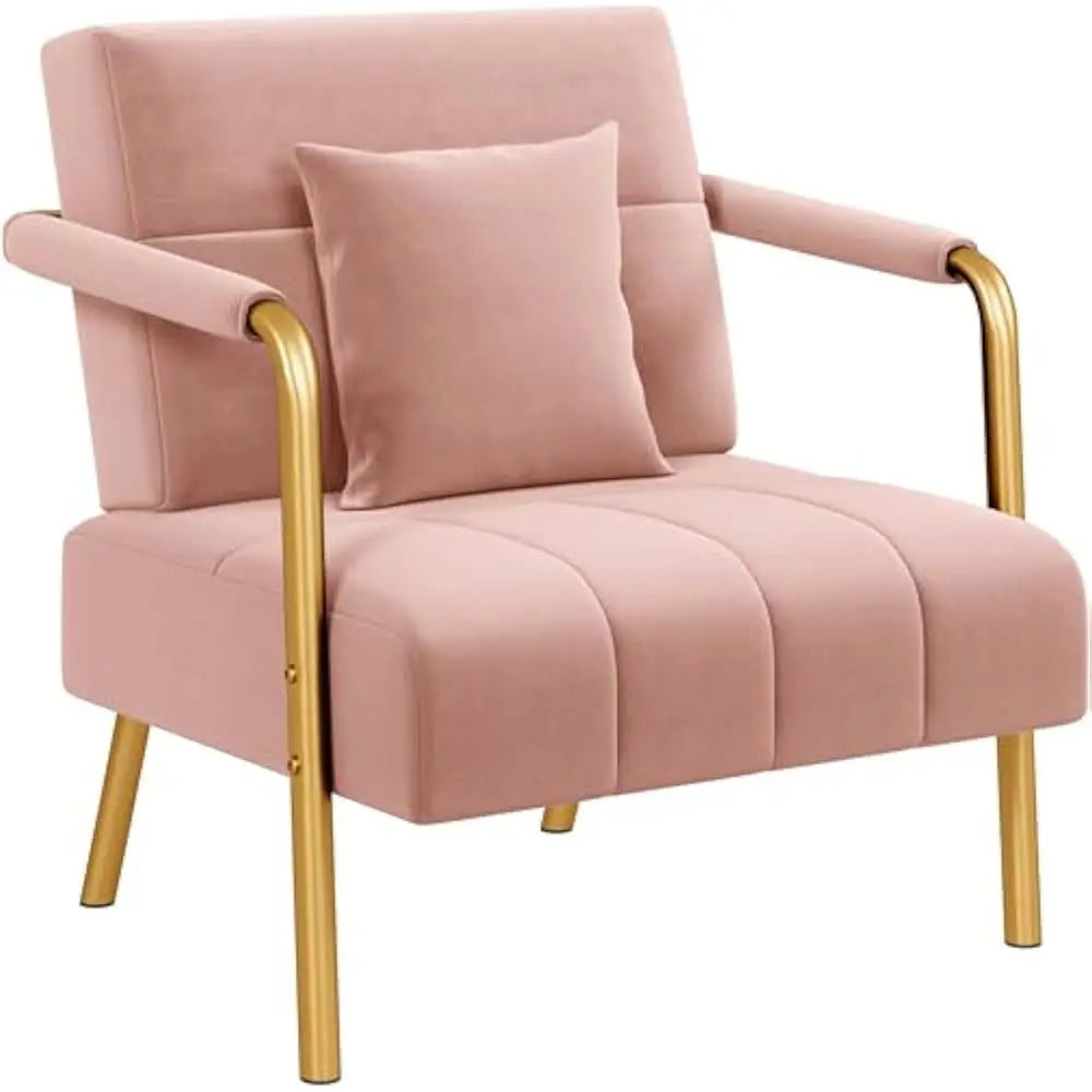 Lux Velvet Sofa With Gold Tone Metal Arms For Living Room
