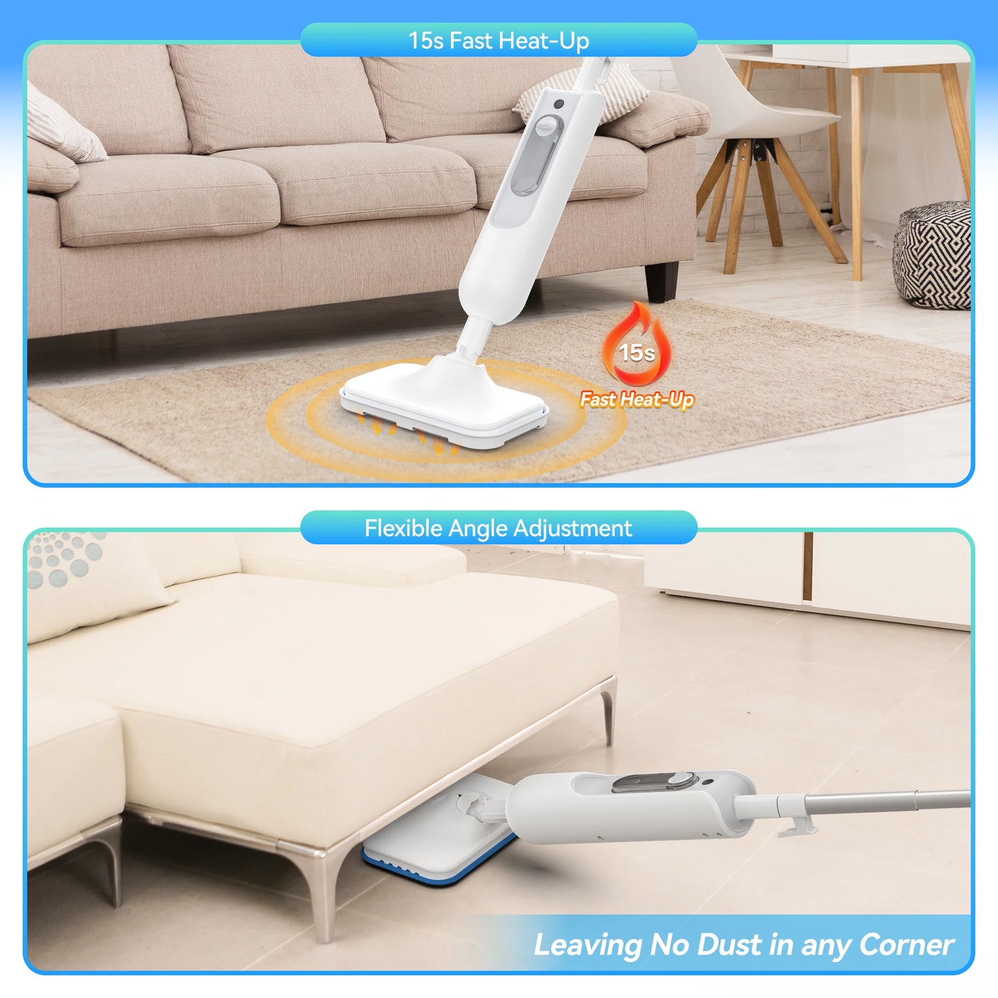 Powerful Steam Mop High Temperature Cleaning Detachable Handheld Steam Cleaner 360ml Fast Heating for Home Carpet and Hard Floor F2