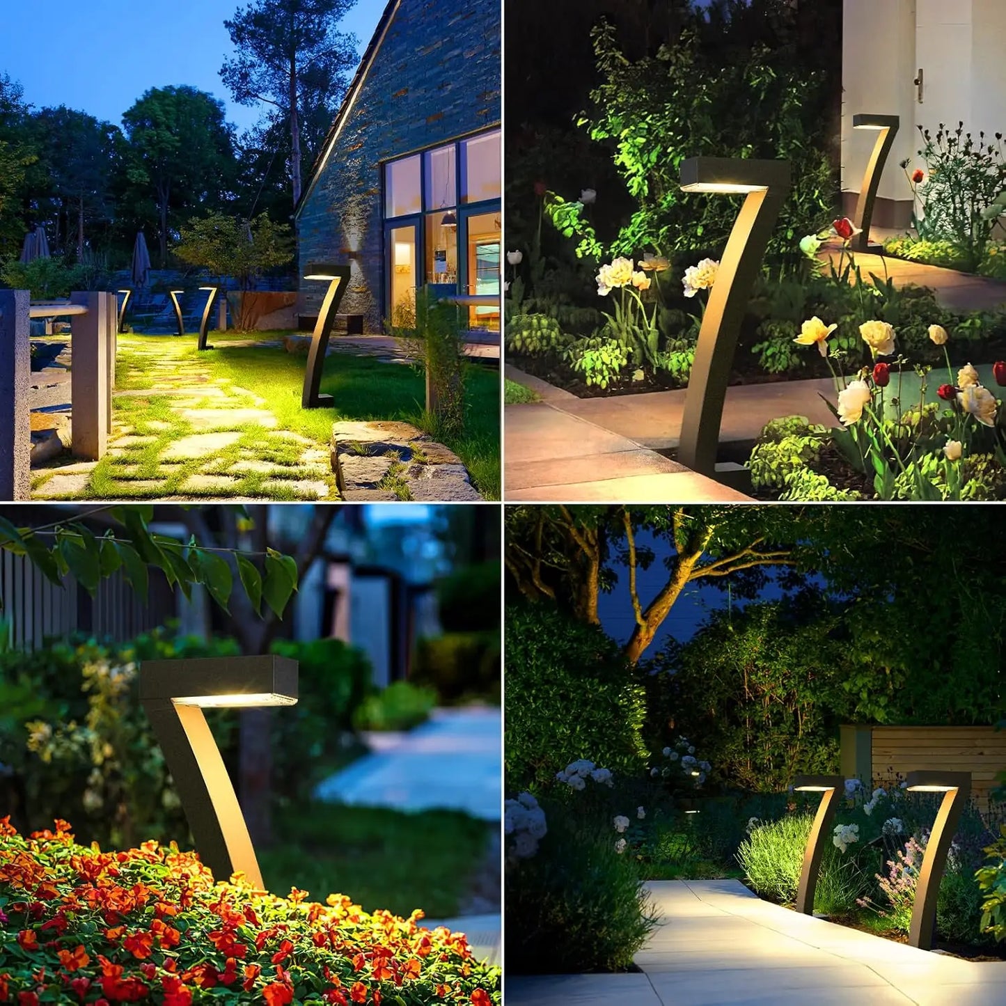 6 Pack Bright Solar Outdoor Lights Pathway 12 Hours Solar Garden Lights Auto On Off for Outside Landscape Path Yard Walkway