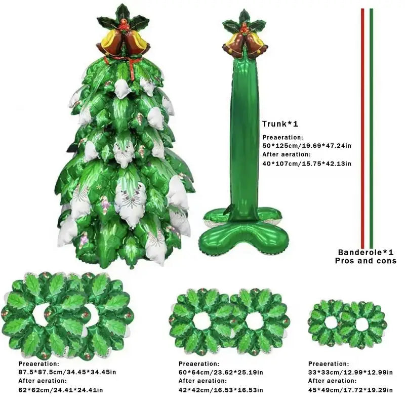 Christmas Tree Balloon Light Up Inflatable Christmas Tree Festive Indoor Ornament Cartoon Pine Tree Display for Winter New Year