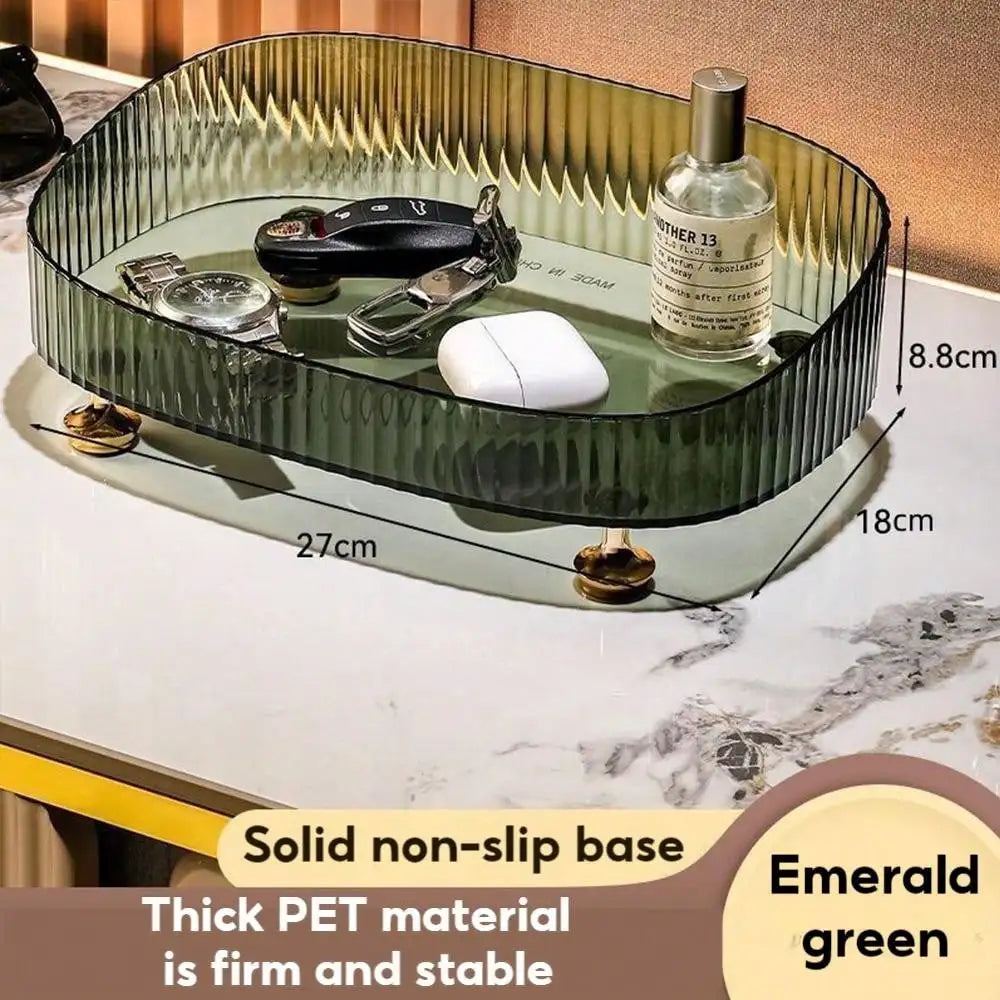Durable Makeup Storage Tray Large Capacity Desktop Cosmetic Organizer Transparent Vanity Desk Accessories