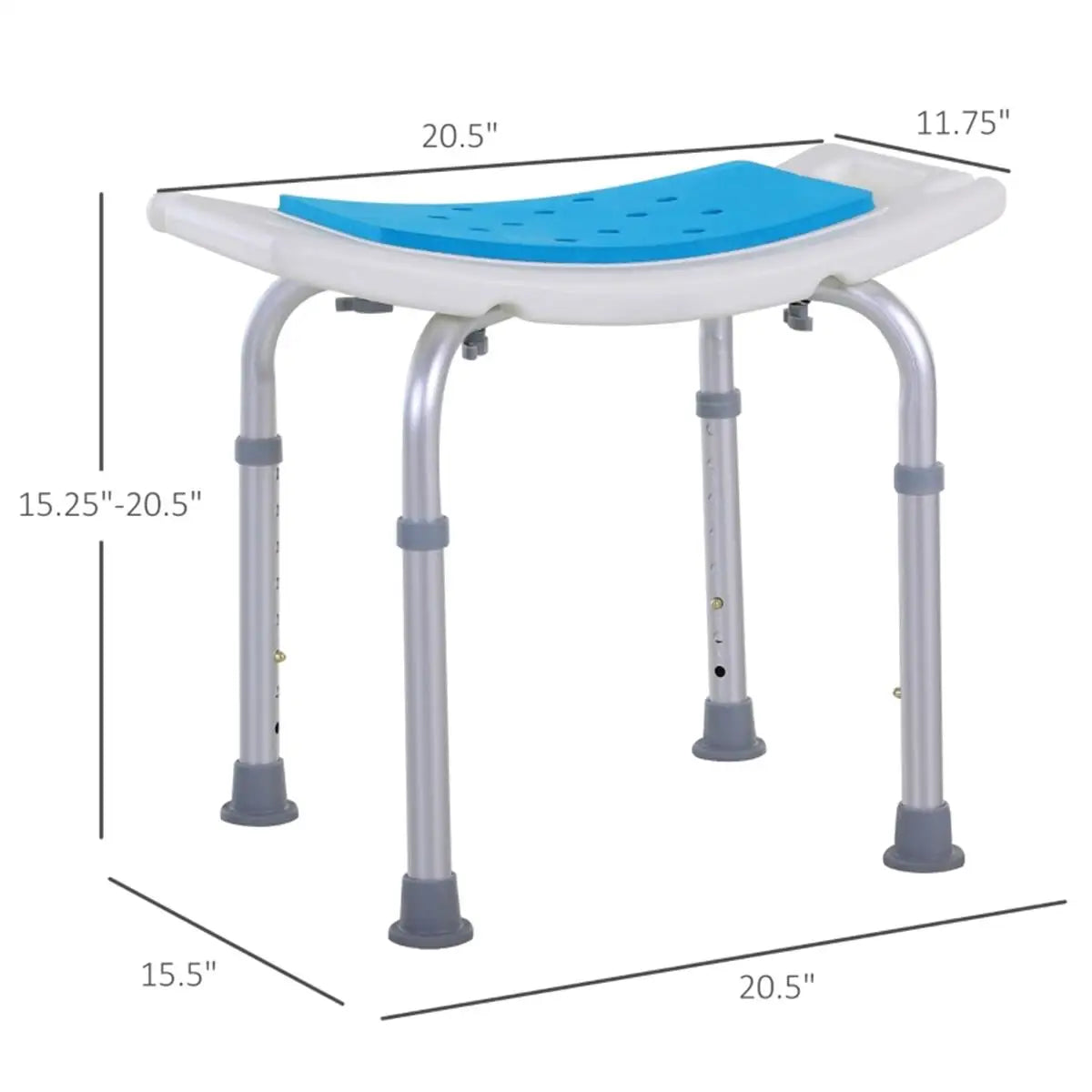 Adjustable Shower Chair for Seniors and Disabled Lightweight Portable Bath Seat with Side Handles and 6-Level Adjustable Height