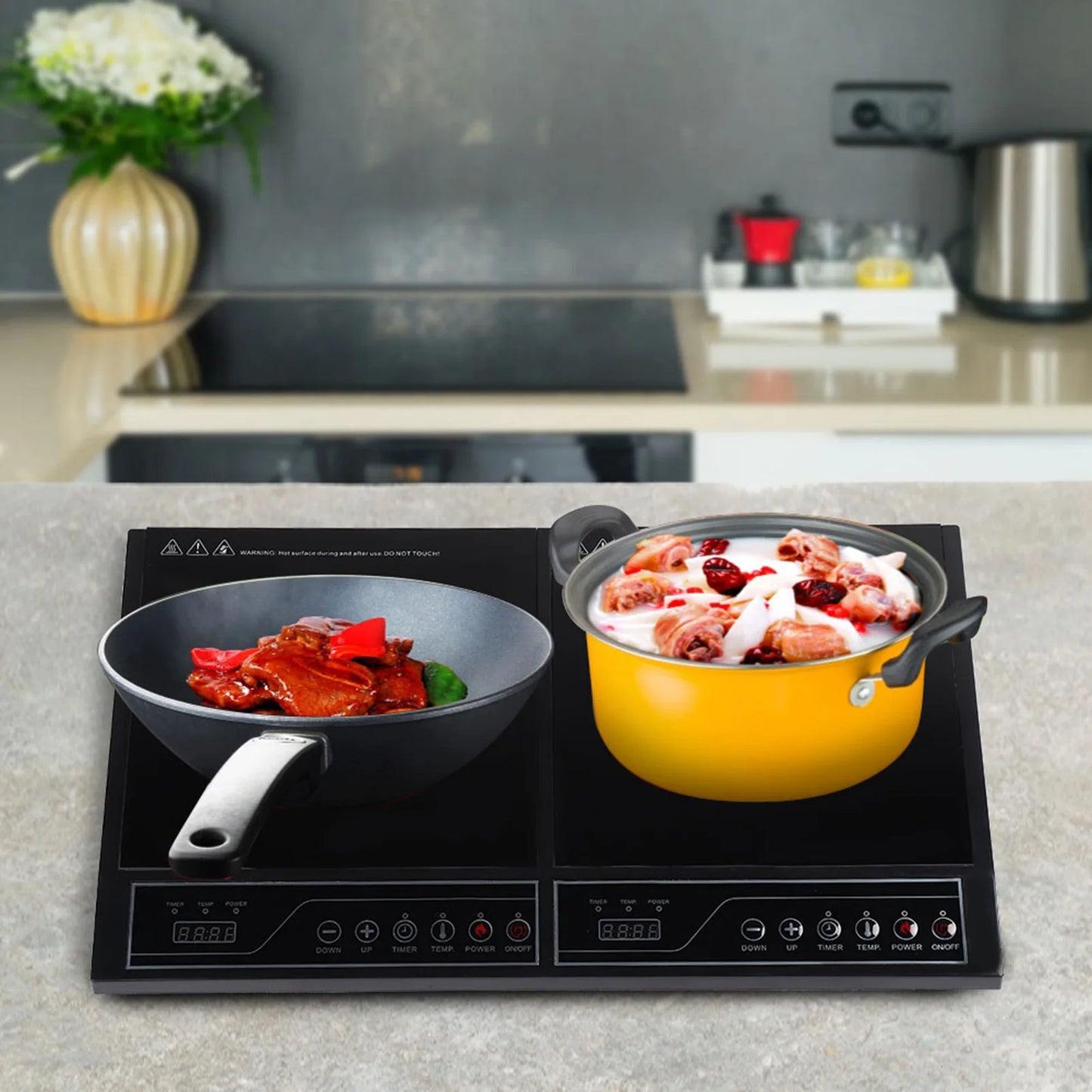 2000W Double Induction Cooktop With Touchpad Control