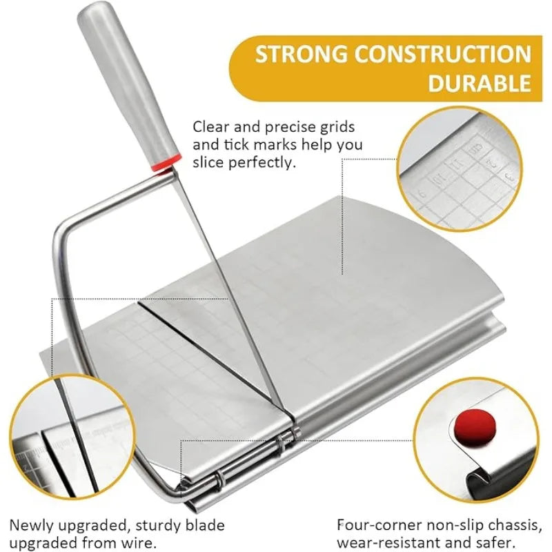 Multipurpose Cheese Slicer Stainless Steel Cutter Board with Blade Accurate Size Scale