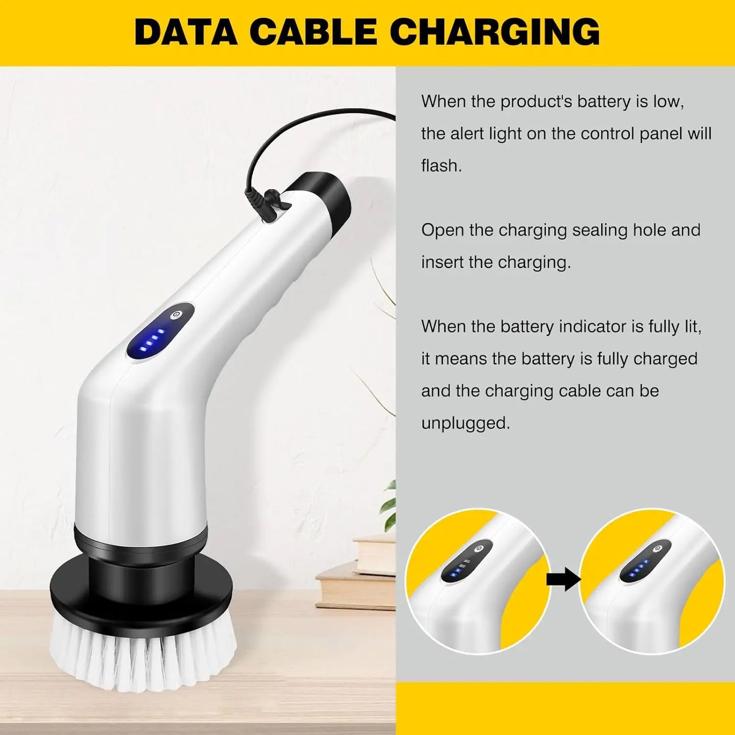 Briefness Electric Cleaning Brush Spin Scrubber 3 In 1 Tool