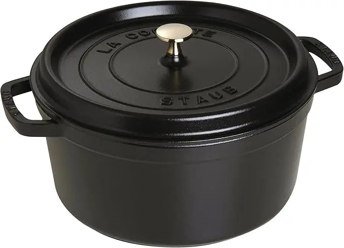 Staub Cast Iron Dutch Oven 7 Qt Round Cocotte Black Matte