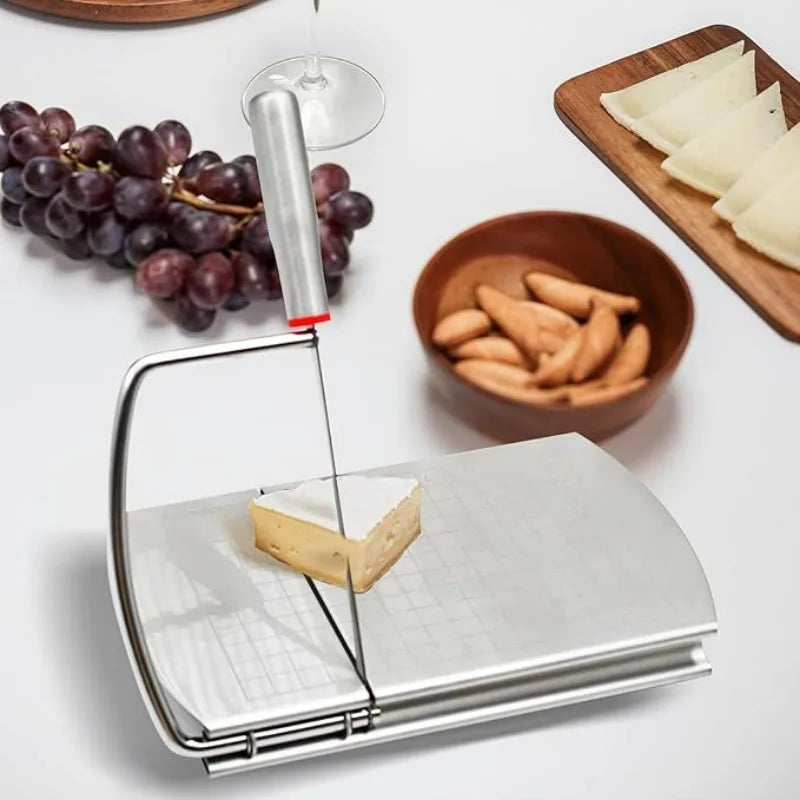 Multipurpose Cheese Slicer Stainless Steel Cutter Board with Blade Accurate Size Scale