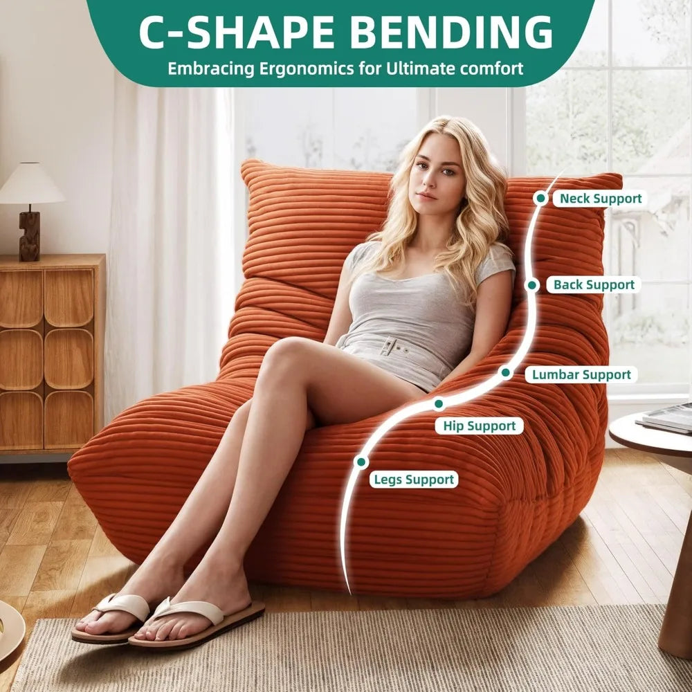 Cordury Bean Bag Chairs For Adults Memory Foam Lounger