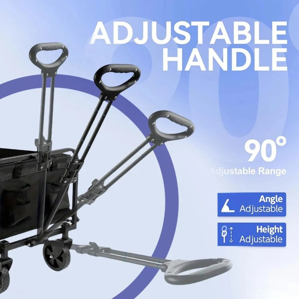 Collapsible Foldable Wagon Cart Heavy Duty Utility Cart With All Terrain Wheels 220 Lbs Capacity