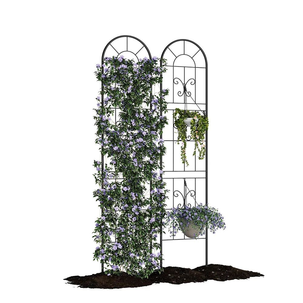 Garden Trellis Coated Rustproof Iron Arch Decoration Trellis for Climbing Plants Outdoor Rose Vegetable Flower Support