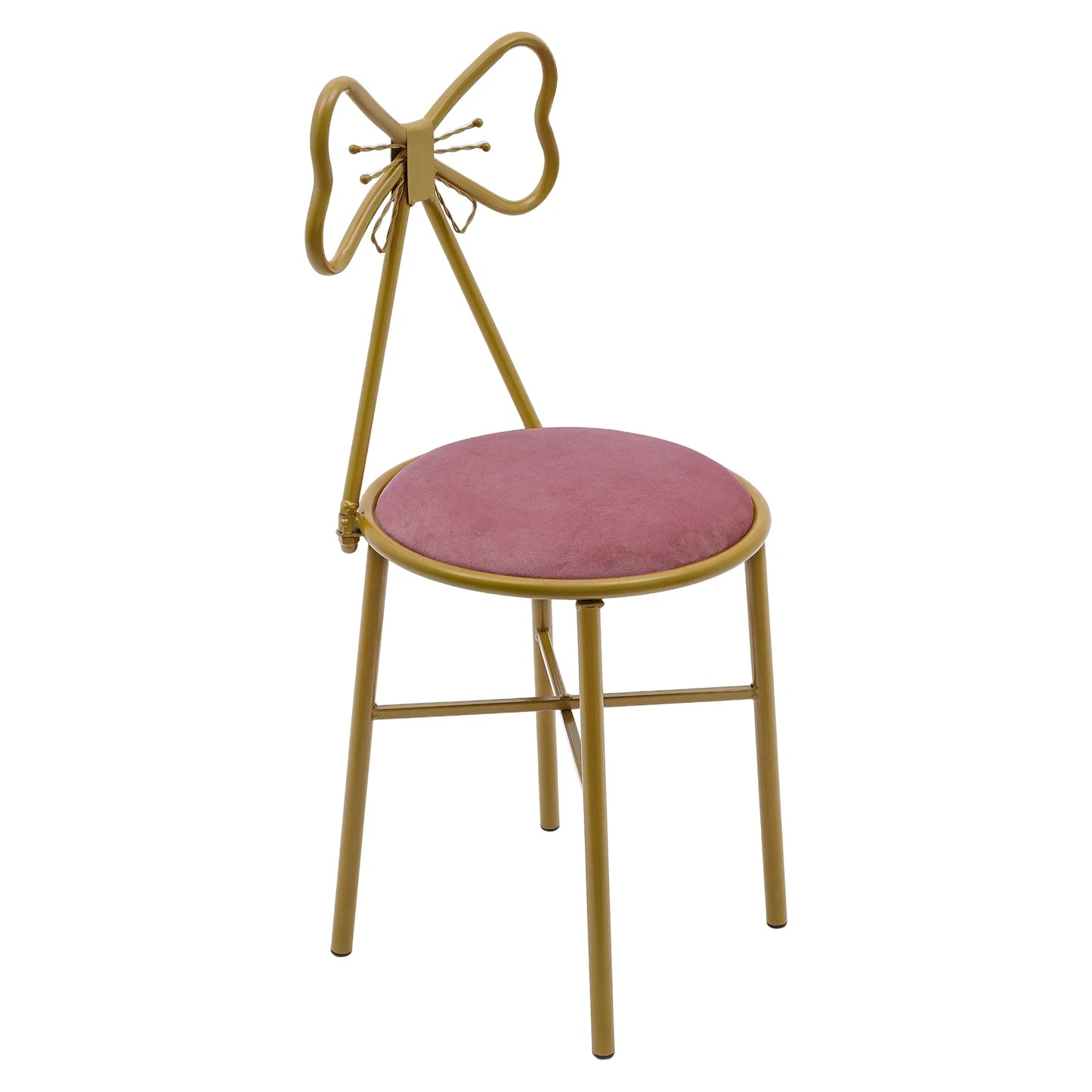 Deep Pink Butterfly Backrest Chair Butterfly Shaped Vanity Chair Metal Backrest Chair for Dresser Living Room Bedroom