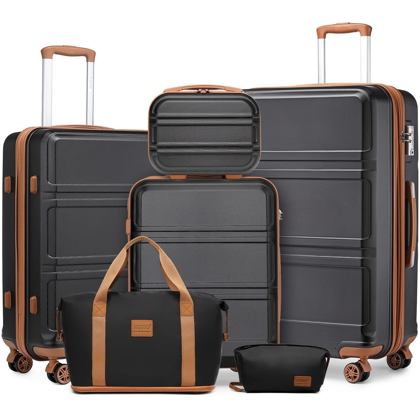 Kono 6 Piece Luggage Set ABS 20 24 28 Inches TSA Lock