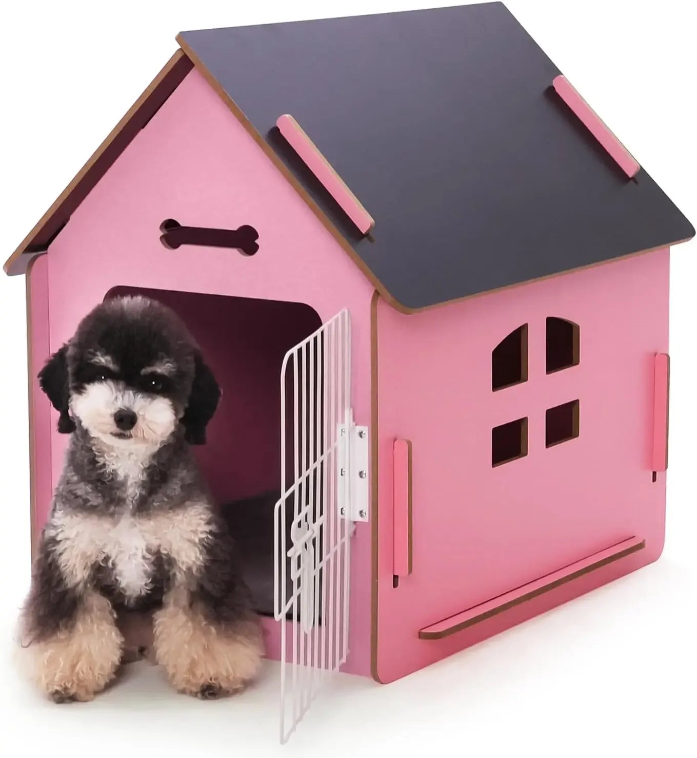 Cozy Wooden Indoor Dog House for Small Dogs and Cats Detachable Roof Design